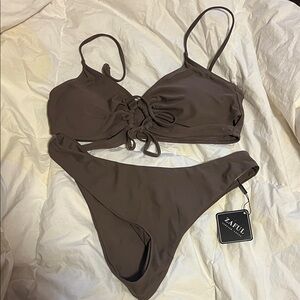 NWT Zaful Chocolate Brown Bikini Set size 8/10